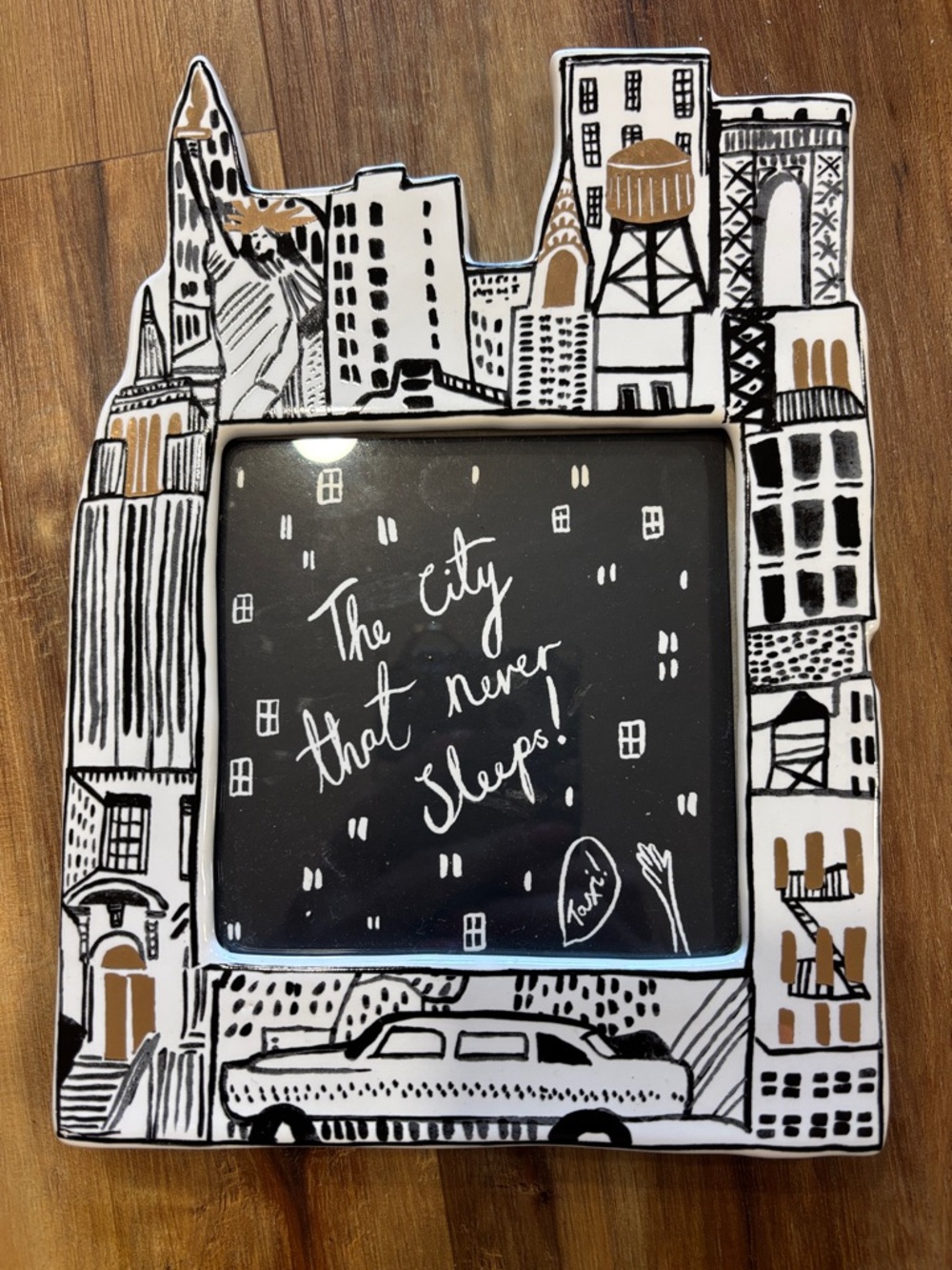 Anthropologie Black, White & Gold New York Skyline Picture Frame